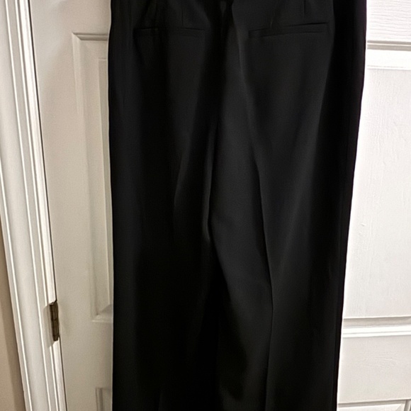 Ann Taylor Loft Tuxedo Stripe Black Crepe Like Wide Leg Pant Size 8 - Picture 6 of 9